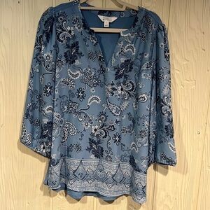 Market & Spruce Tunic Blouse Large 3/4 Sleeve